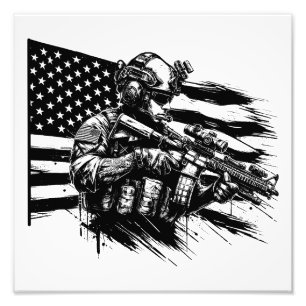 Militär Soldier Amerikanischer Flaggenstaat Patrio Fotodruck