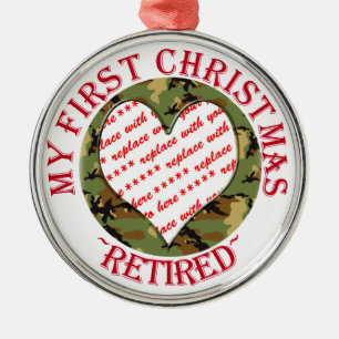 Militär-Tarnung Ruhestand Weihnachten Bilderrahmen Silbernes Ornament