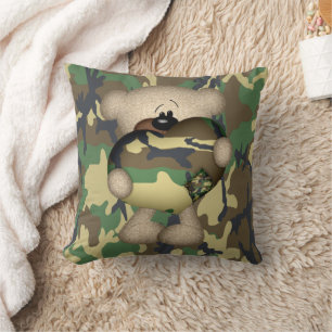 Militär-Teddybär mit riesigem Herzen Kissen