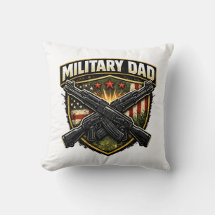 Militär-Vater-Design mit gekreuzten Gewehren. Kissen