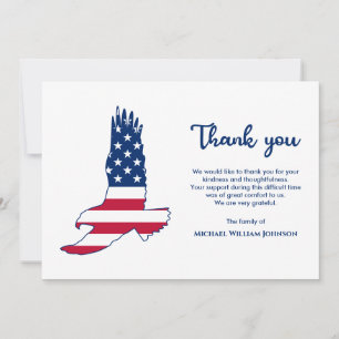 Militär-Veteranen Beerdigung Adler Amerikanische F Dankeskarte