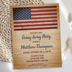 Militärangehöriger geht weg Patriotic America Flag Ankündigungspostkarte