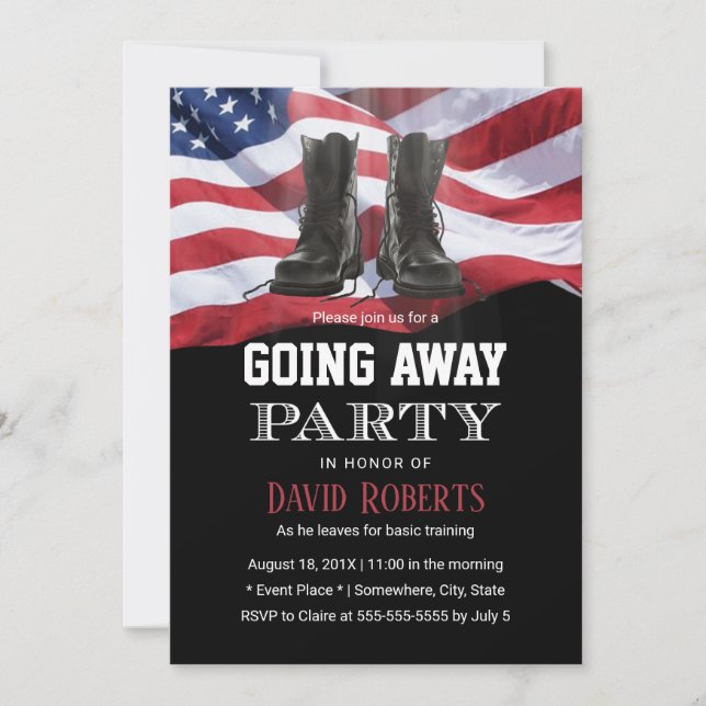 Militärarmee Solider geht weg Party USA Flag Einladung (Vorderseite)