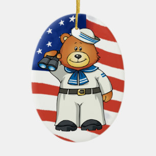 Militärbären Keramik Ornament