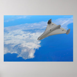 Militärdrohne mit schwarzem Jet Poster