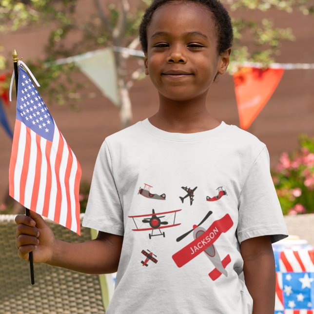 Militärflugzeug des Zweiten Weltkriegs, Retro Rot  T-Shirt (Von Creator hochgeladen)