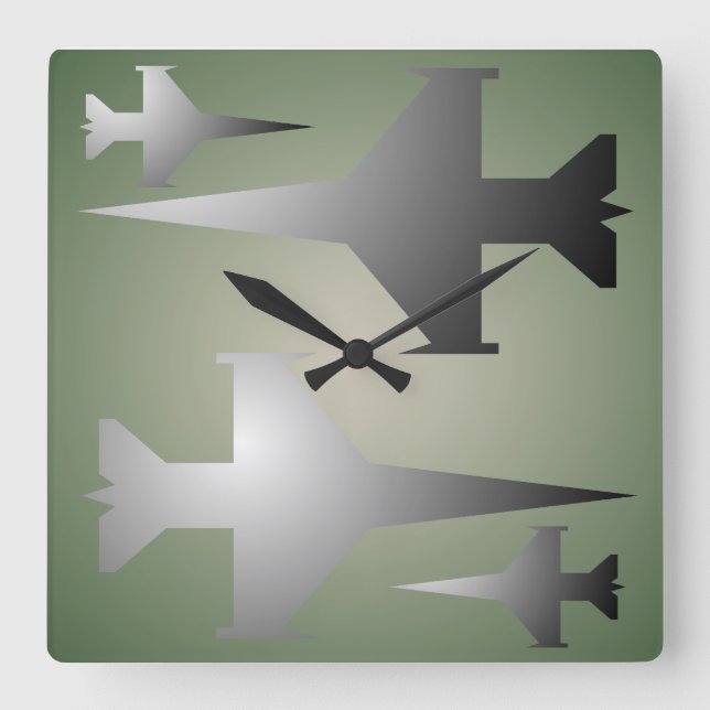 MilitärFlugzeug-Wand-Uhr Quadratische Wanduhr (Vorderseite)