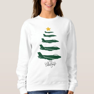 Militärflugzeug-Weihnachtsbaum WW2 Luftfahrt Sweatshirt