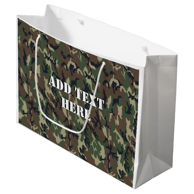 Militärgrün-Tarnmuster Große Geschenktüte (Vorderseite Schrägansicht)