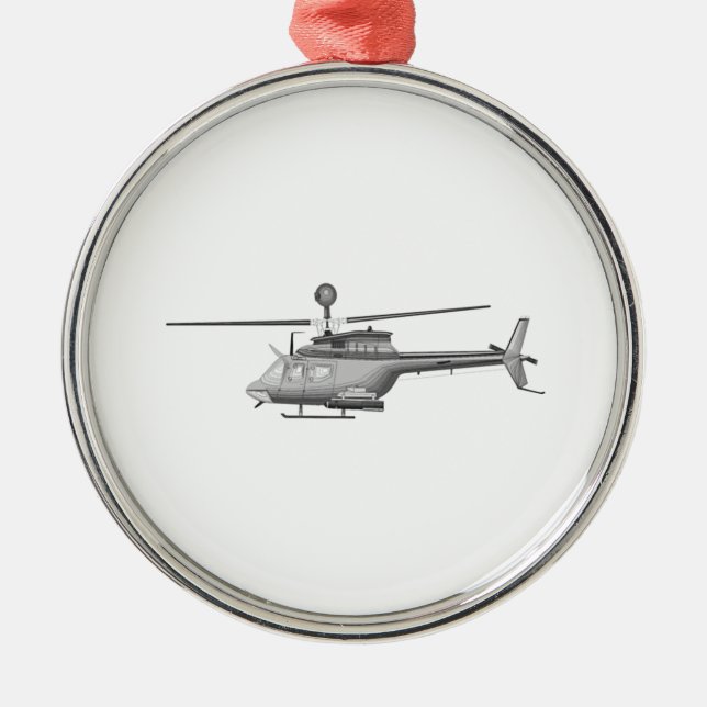 Militärhubschrauber Silbernes Ornament (Vorne)