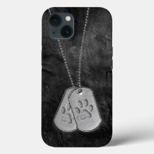 Militärhunde-Tags mit Paw-Printen auf Leder Case-Mate iPhone Hülle