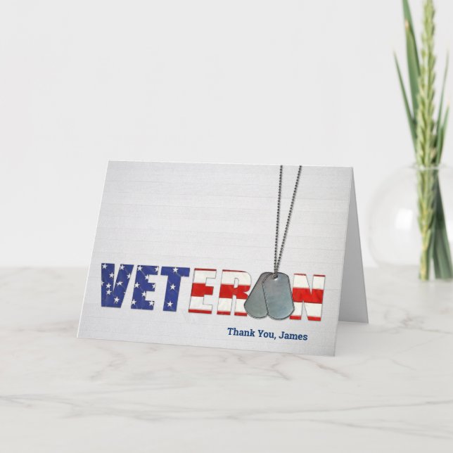 Militärhundemarken auf amerikanischer Flagge für V Karte (Vorderseite)