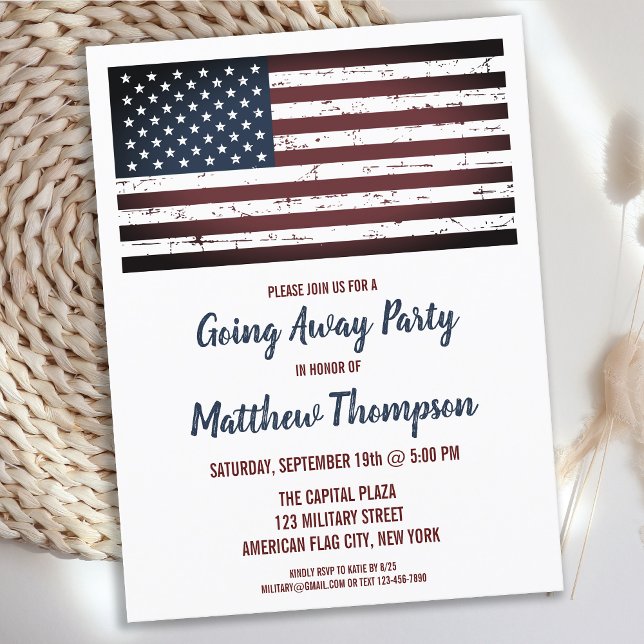 Militärische Abfahrt Party Patriotische Amerika-Fl Ankündigungspostkarte (Von Creator hochgeladen)