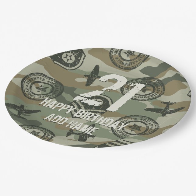 Militärische Abzeichen Pappteller (Schrägansicht)