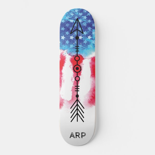 *~* Militärische ARROW Red White Blue Flag Skateboard (Vorderseite)