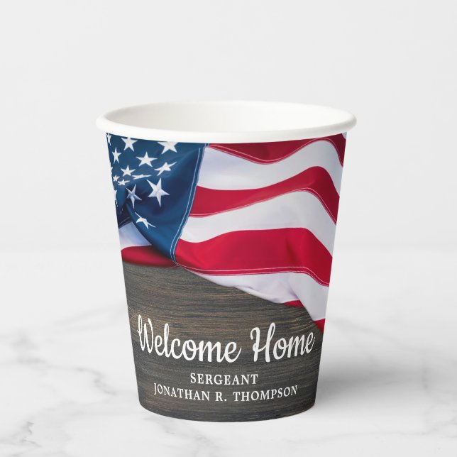 Militärische Begrüßung Zuhause Party US-amerikanis Pappbecher (Vorderseite)