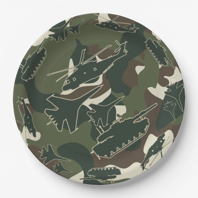 Militärische Camouflage der Streitkräfte - Verfügb Pappteller (Vorderseite)