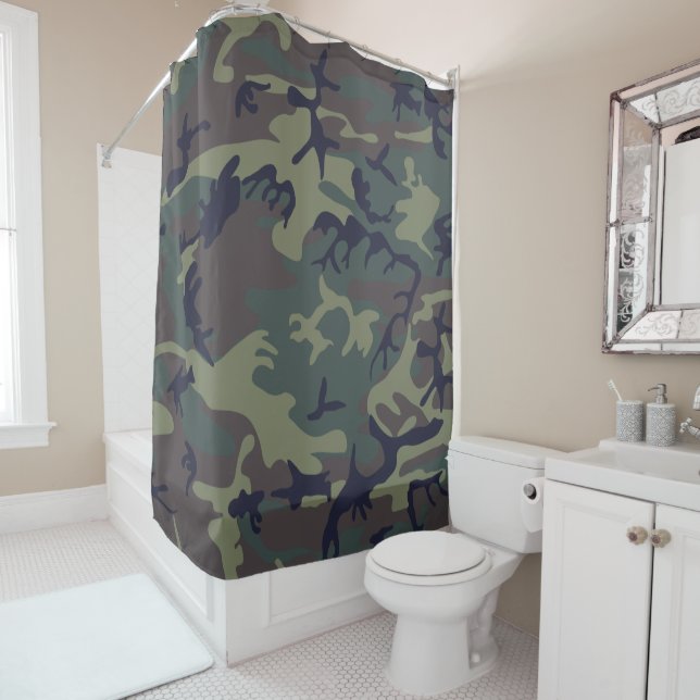 Militärische Camouflage des grünen Waldes Duschvorhang (Beispiel)