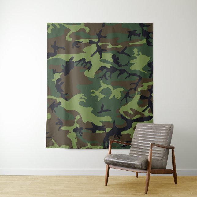 Militärische Camouflage des grünen Waldes Wandteppich (Beispiel)