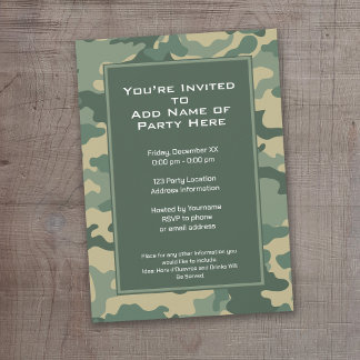Militärische Camouflage Geburtstagspartei Einladung
