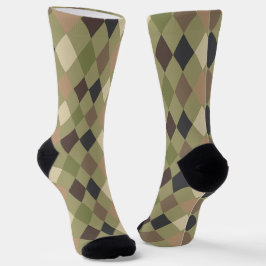 Militärische Camouflage Green Brown Gemustert Socken