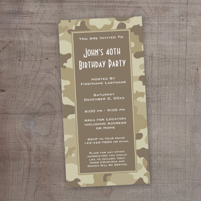 Militärische Camouflage Party Einladung (Camouflage Birthday Invitation or Other Party!)