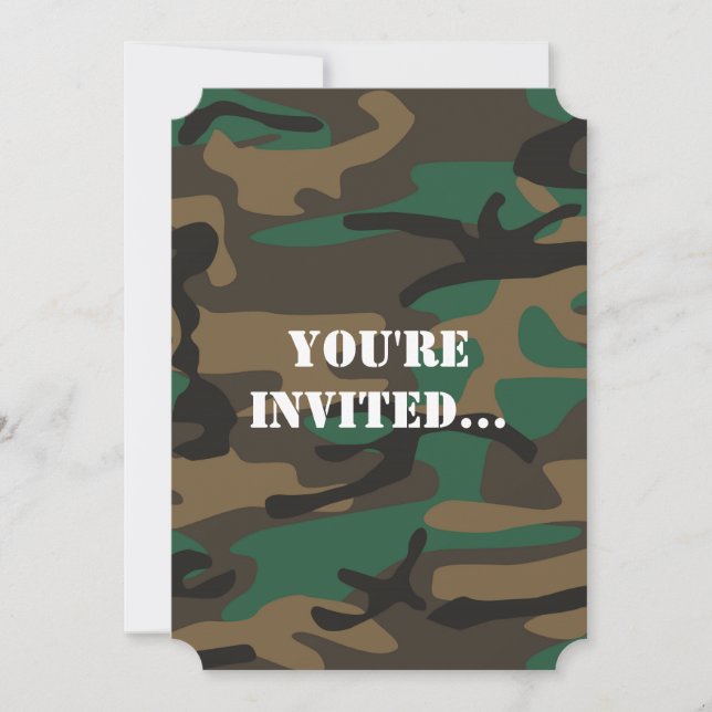 Militärische Camouflage von Grünbraun Einladung (Vorderseite)