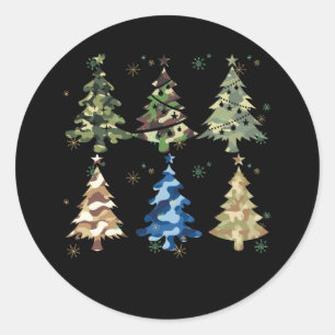 Militärische Camouflage Weihnachtsbaumen mit Cam d Runder Aufkleber