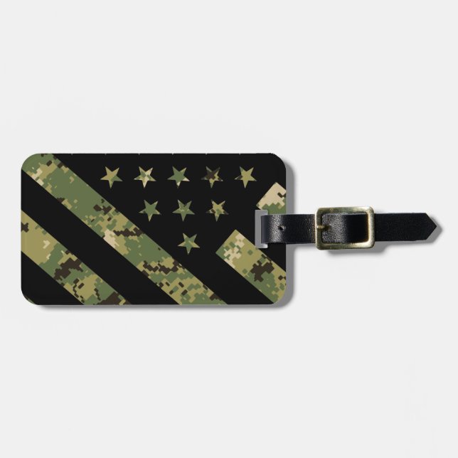 Militärische digitale Camouflage US-Flagge Gepäckanhänger (Vorderseite horizontal)