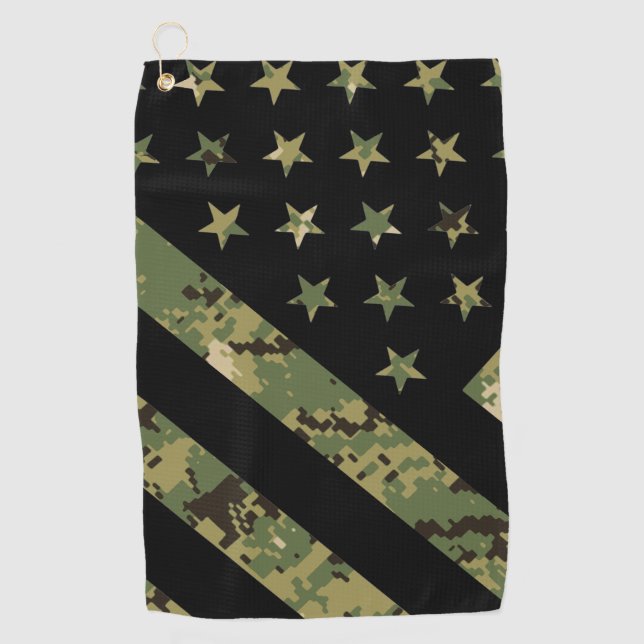 Militärische digitale Camouflage US-Flagge Golfhandtuch (Vorderseite)