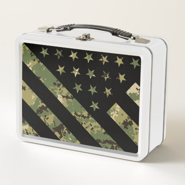 Militärische digitale Camouflage US-Flagge Metall Brotdose (Vorderseite)