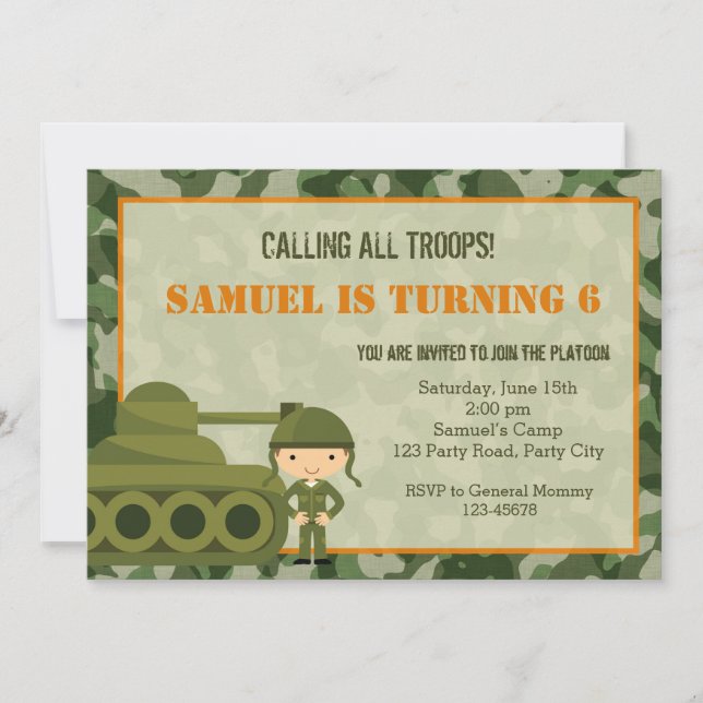 Militärische Einladung des Soldaten der Camouflage (Vorderseite)