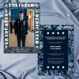 Militärische Eintritts-Camo-Foto-Abschlussankündig Einladung