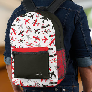 Militärische Flugzeugschule Retro Rot und Schwarz  Bedruckter Rucksack