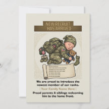 Militärische Geburtsanzeige Neuer Rekrut Junge