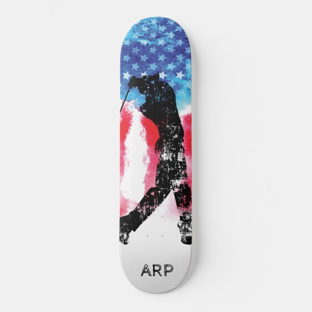 *~* Militärische Golf Golfer Red White Blue Flagge Skateboard (Vorderseite)