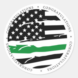 Militärische Gratulationen zu Thin Green Line Runder Aufkleber