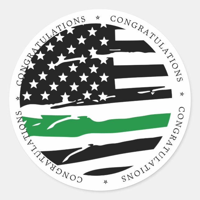 Militärische Gratulationen zu Thin Green Line  Runder Aufkleber (Vorderseite)