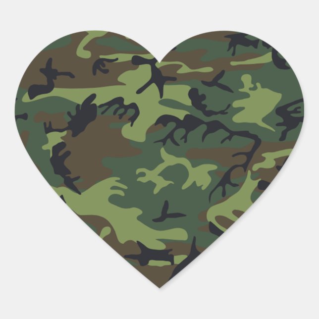 Militärische Green-Camouflage Herz-Aufkleber (Vorderseite)