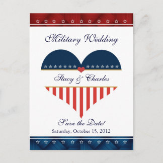 Militärische Hochzeit im US-Herz speichern Sie das Ankündigungspostkarte