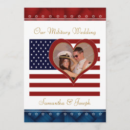 Militärische Hochzeitseinladung - Foto-Flaggenmitt Einladung