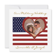 Militärische Hochzeitseinladung - Foto-Flaggenmitt