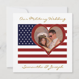 Militärische Hochzeitseinladung - Foto-Flaggenmitt Einladung