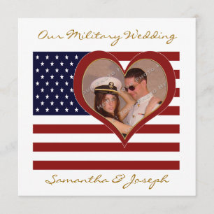 Militärische Hochzeitseinladung - Foto-Flaggenmitt Einladung