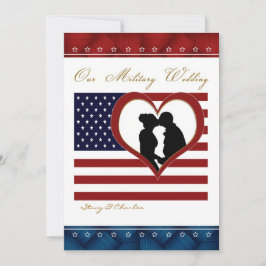 Militärische Hochzeitseinladungsflagge Herz-Silhou Einladung