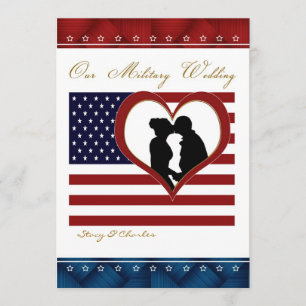 Militärische Hochzeitseinladungsflagge Herz-Silhou Einladung