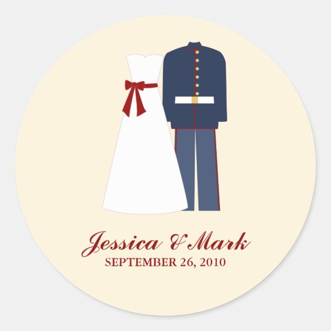 Militärische Hochzeitsticker Runder Aufkleber (Vorderseite)