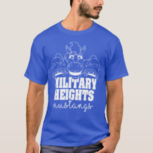 Militärische Höhen Mustangs weiß auf blau T-Shirt