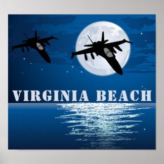 Militärische Jets mit Vollmond in Virginia Poster