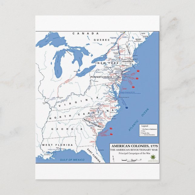 Militärische Kampagnen der Amerikanischen Revoluti Postkarte (Vorderseite)